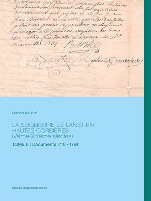 cover image of LA SEIGNEURIE DE LANET EN HAUTES-CORBIÈRES (Vème-XIXème siècles)